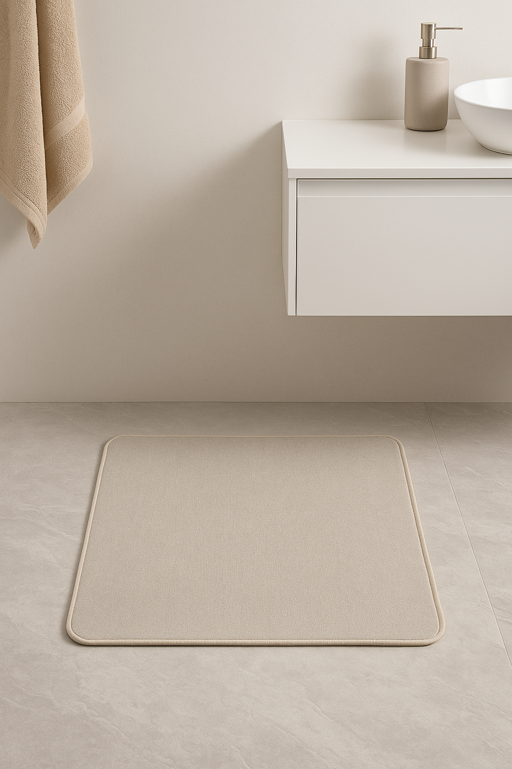 Tappeto Bagno Miami Sabbia 80x50 Hotel Antiscivolo
