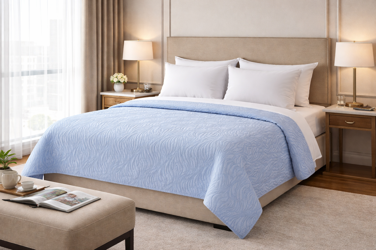 Copriletto Hotel FUST 202 Blu Professionale