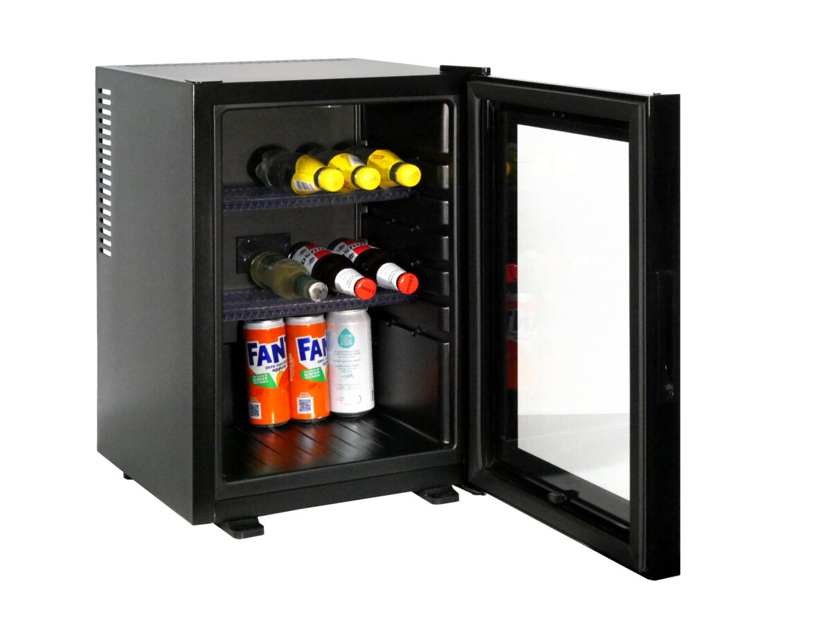 Minibar Hotel 40 Litri Porta Vetro Nero Silenzioso Peltier
