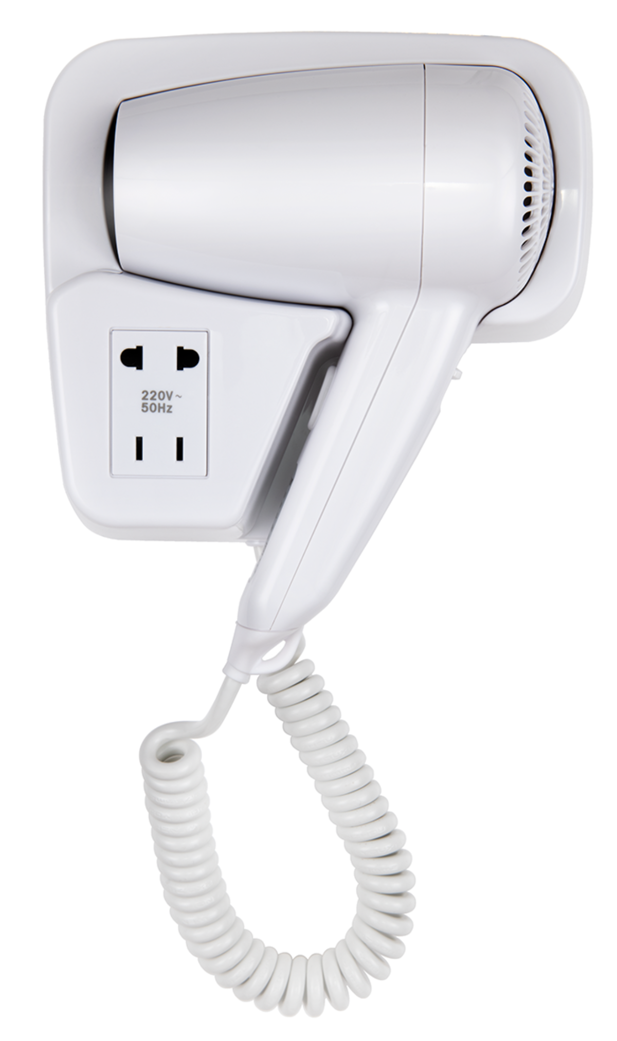 Asciugacapelli da parete con presa rasoio integrata