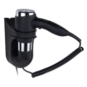 Asciugacapelli da parete con presa cromato Bianco/Nero